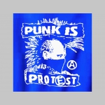 Punk is Protest mikina s kapucou stiahnutelnou šnúrkami a klokankovým vreckom vpredu 